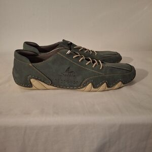 Salkin Men's Slip On Dark Green and Cream Athletic Shoes with Bungi Laced